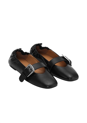 Butterfly strap crinkle oleatex ballerina Black S3117 Ganni 